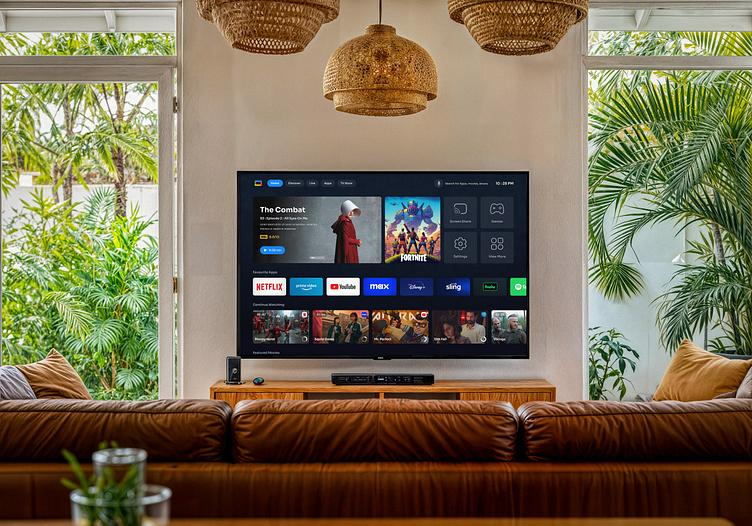 Smart TV living room with streaming apps