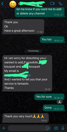 WhatsApp: fantastic service
